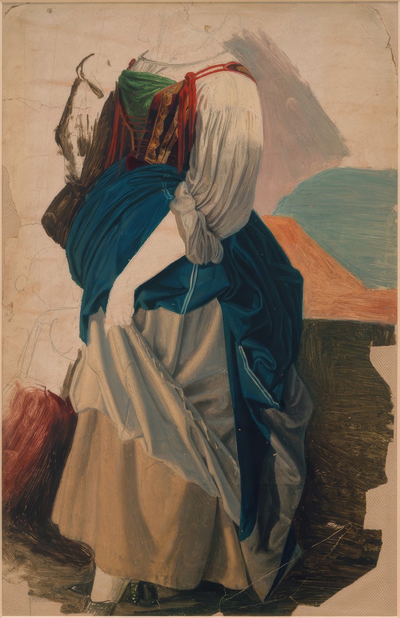 Estudo do vestuário de uma mulher italiana de Georg Friedrich August Lucas