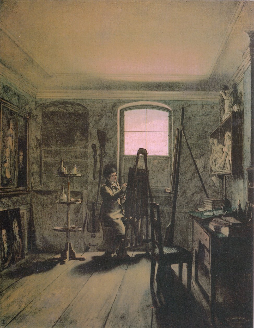 Alemão: Der Maler Gerhard von Kügelgen in seinem Atelier O pintor Gerhard von Kügelgen no seu estúdio de Georg Friedrich Kersting