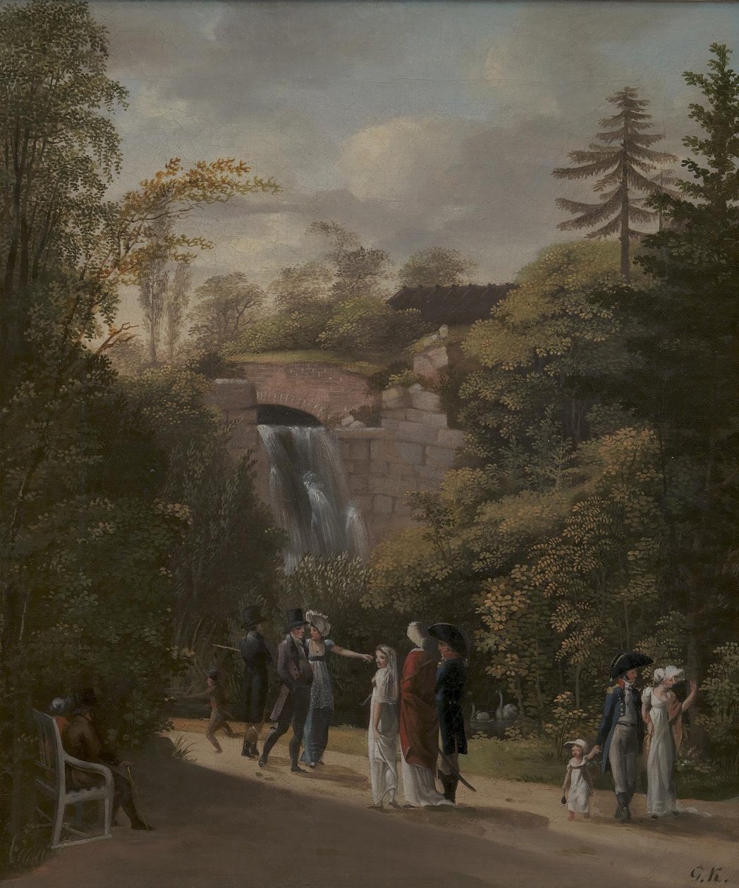 A Cascata no Jardim Frederiksberg perto de Copenhaga de Georg Friedrich Kersting
