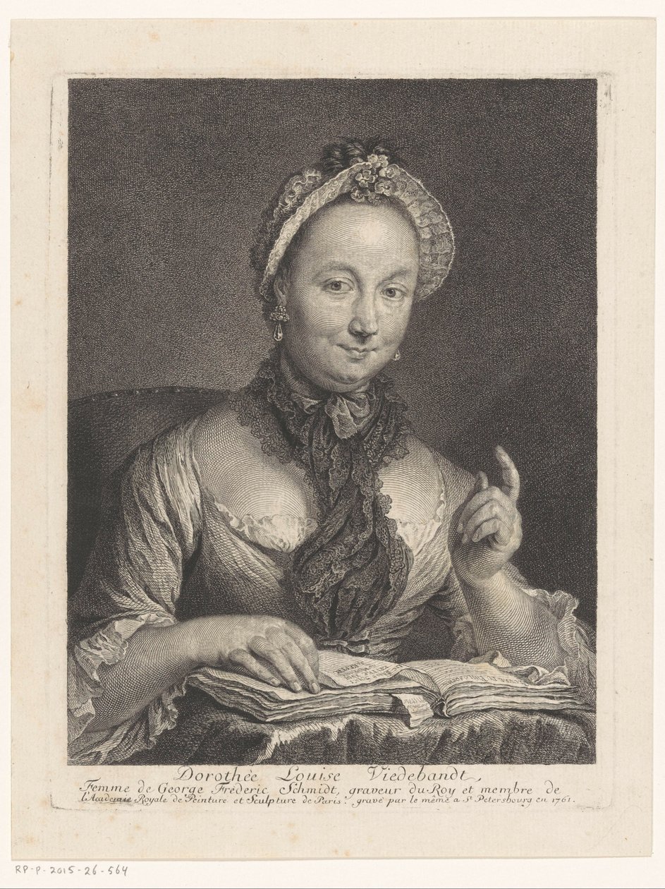 Retrato de Dorothée Louise Viedebandt, esposa do artista Georg Friedrich Schmidt Dorothée Louise Viedebandt, Femme de George Frederic Schmidt (título no objeto) de Georg Friedrich Schmidt