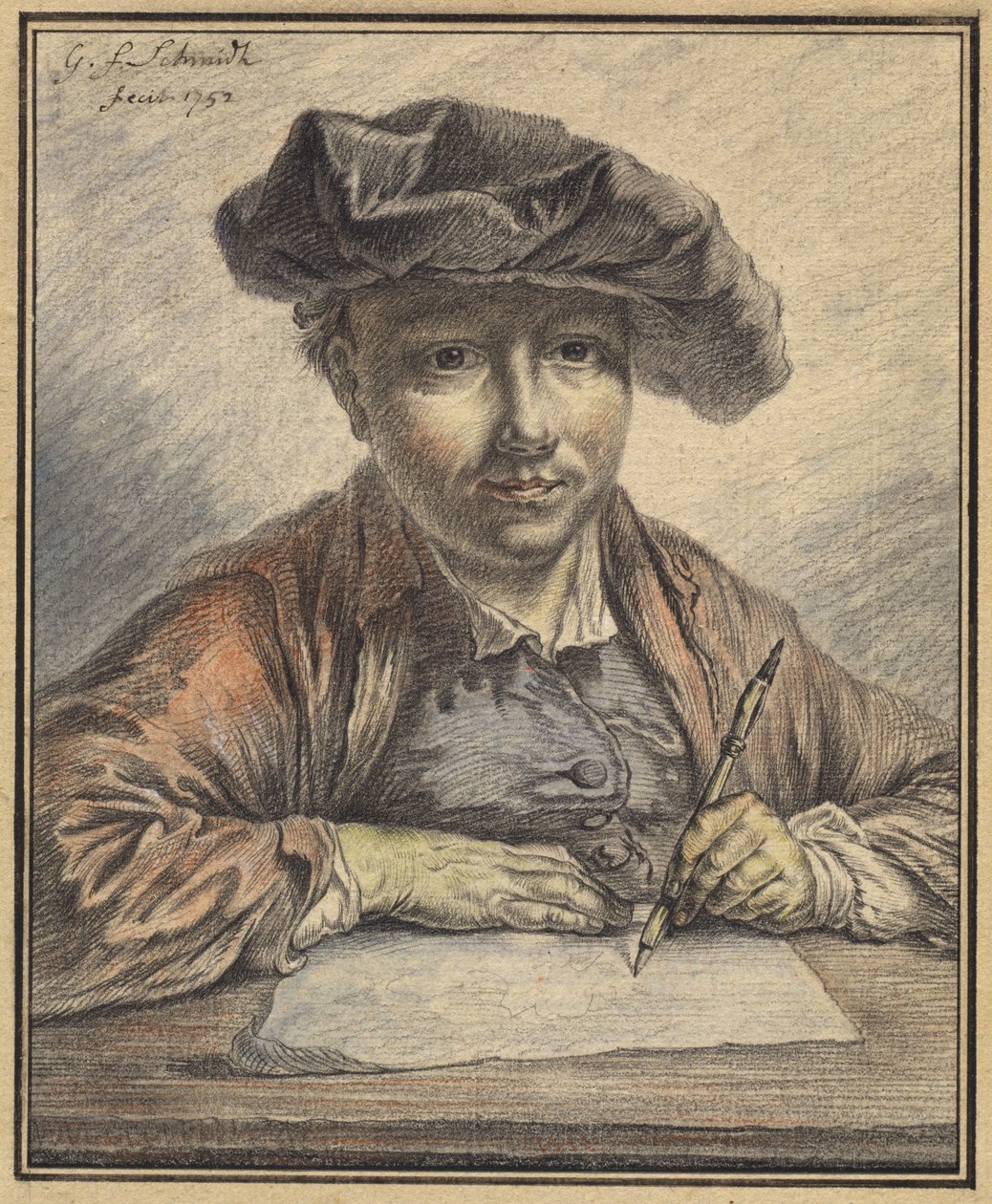 Desenho de autorretrato de Georg Friedrich Schmidt