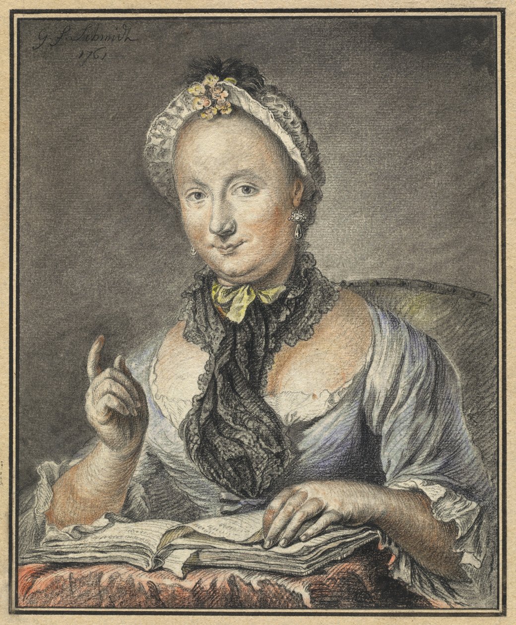 A esposa do artista com um livro de Georg Friedrich Schmidt