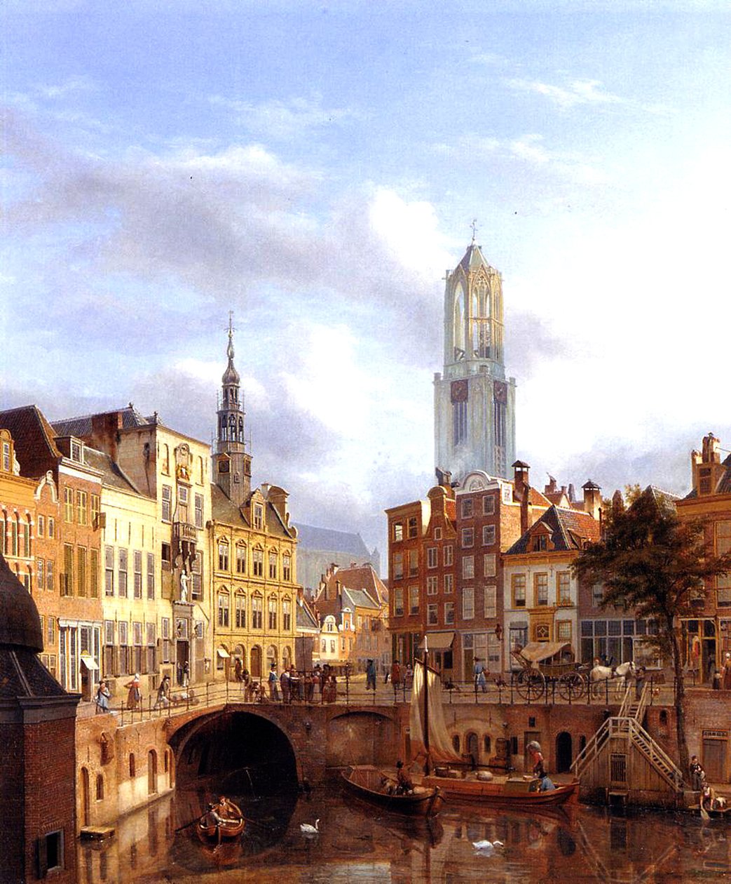 Utrecht com o Oudegracht, 1827 óleo sobre tela de Georg Gillis van Haanen