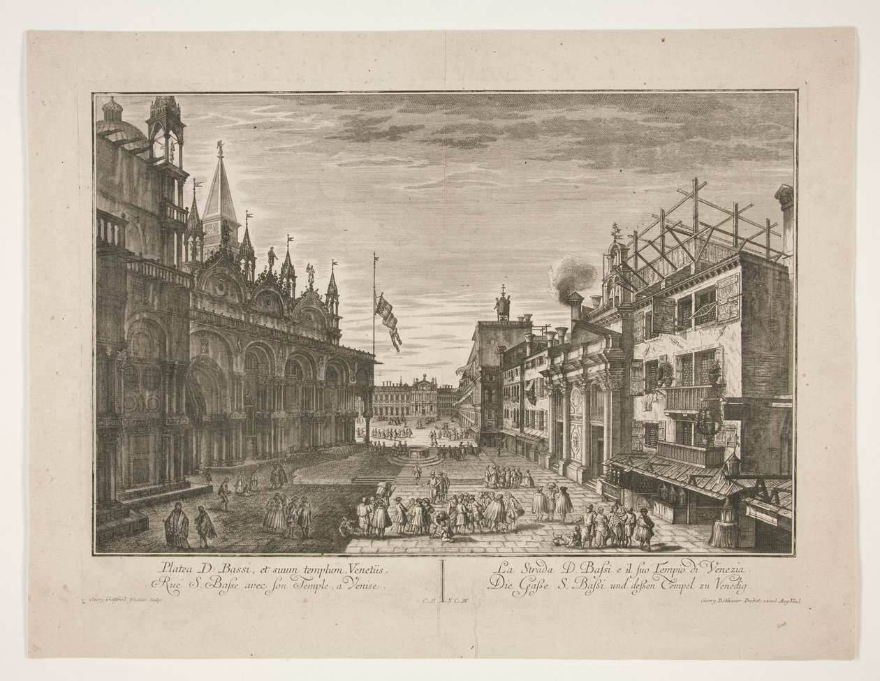 A rua Saint Bassi e seu templo em Veneza de Georg Gottfried Winckler