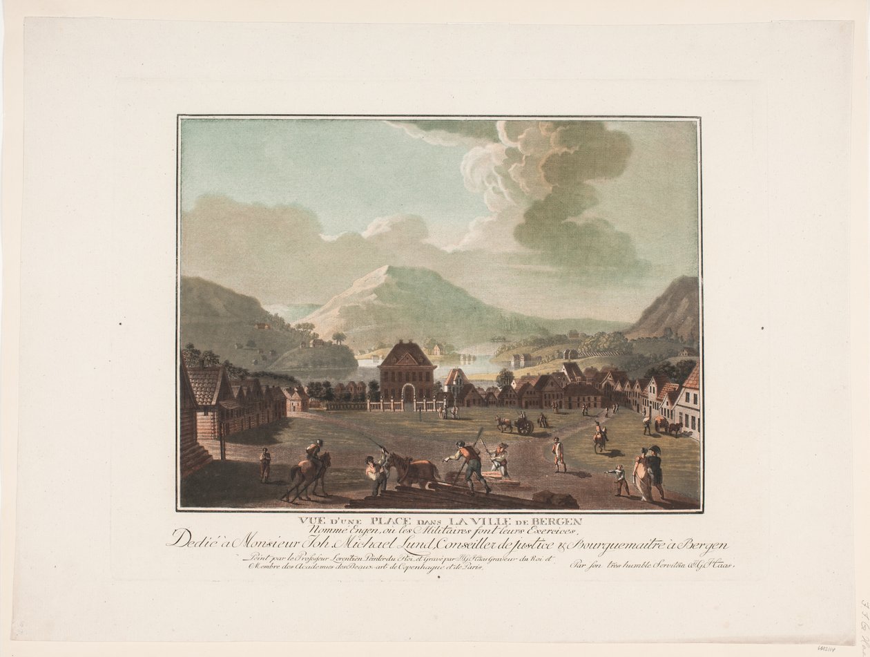 Vista de uma praça na cidade de Bergen de Georg Haas