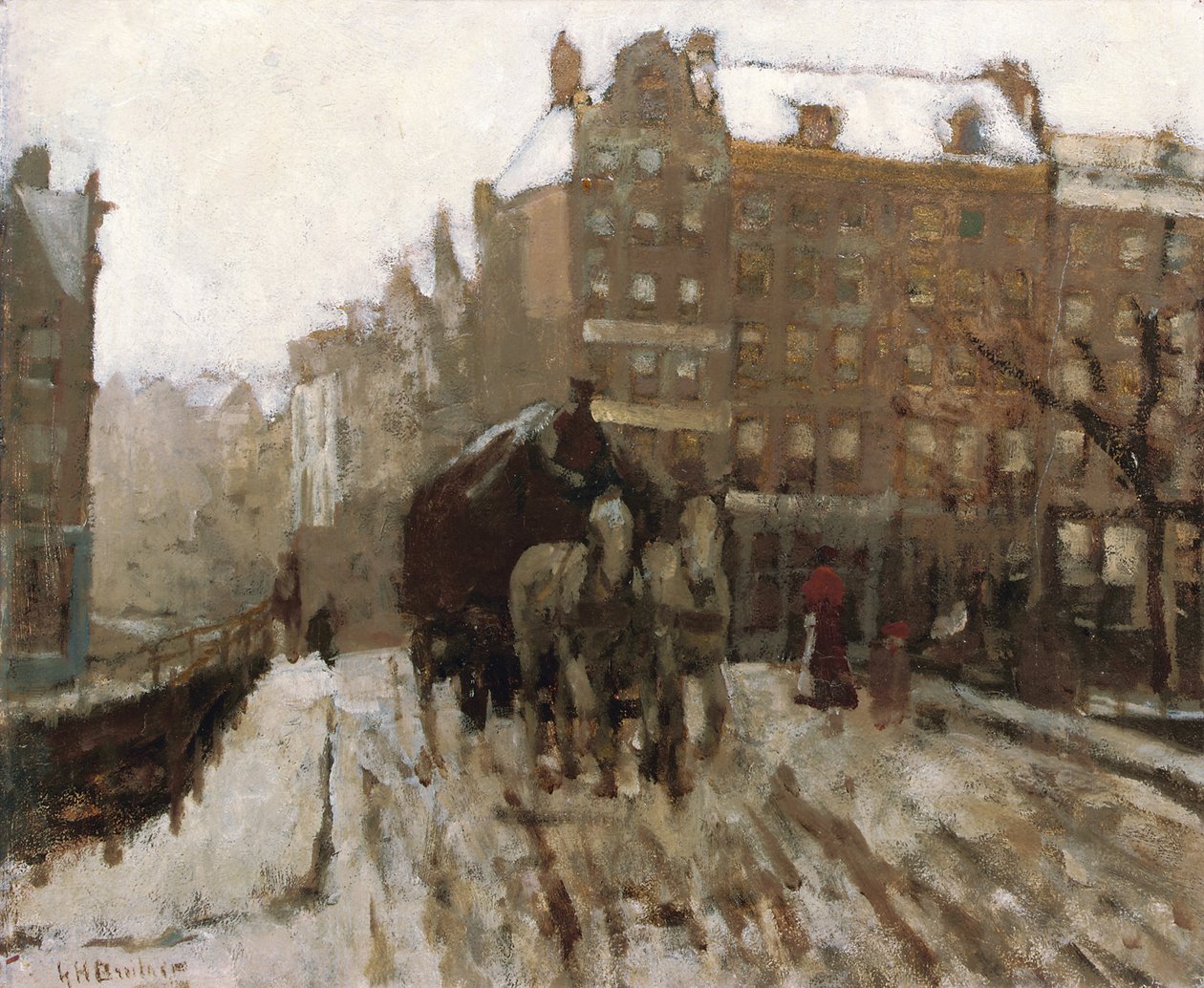 Ponte sobre o canal Singel pelo Paleisstraat, Amsterdã, c.1895-1900 de Georg Hendrik Breitner