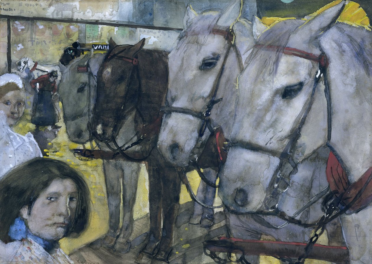 Bonde de cavalo na represa de Amsterdã, 1893 de George Hendrik Breitner