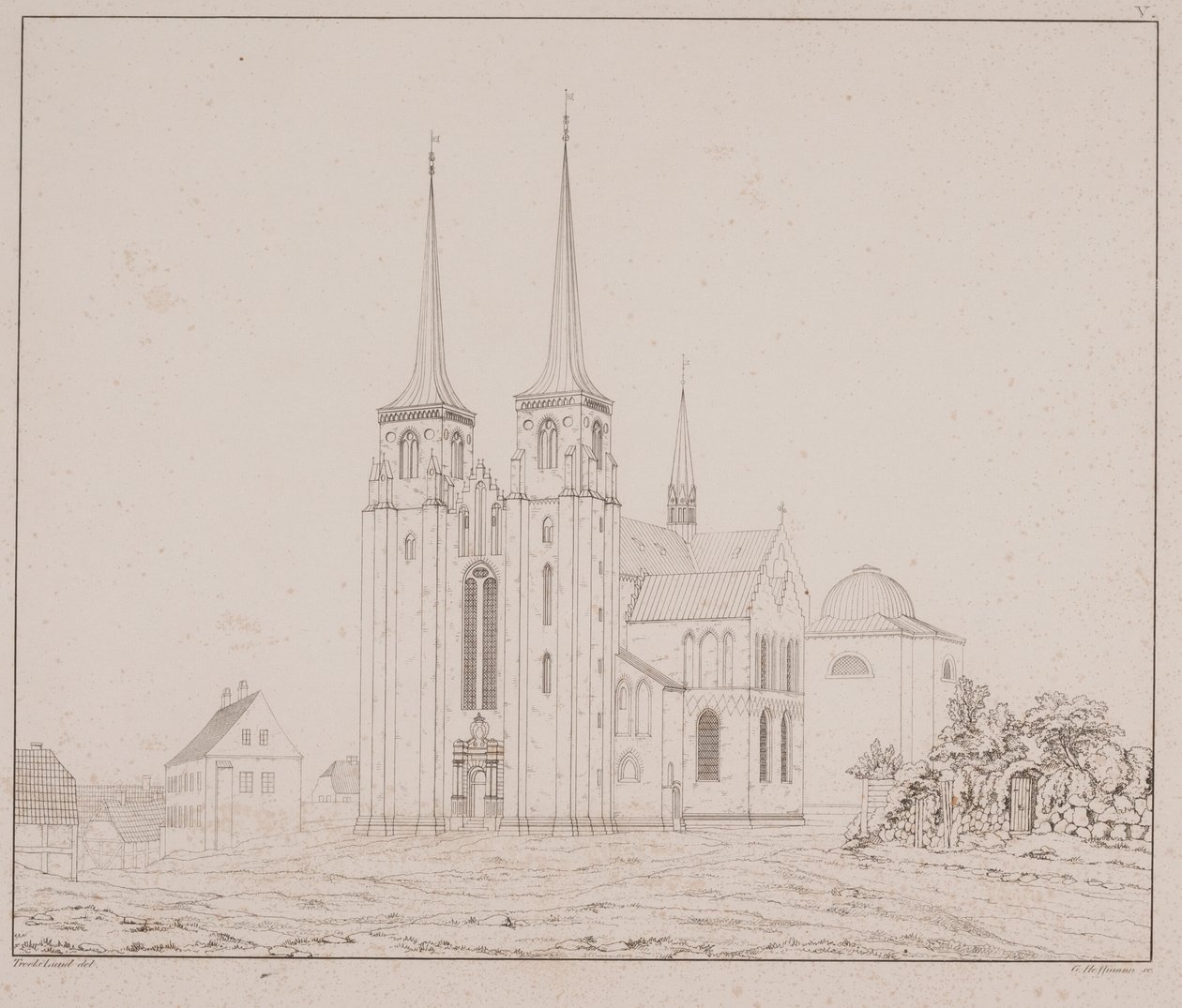 Dinamarquês: Catedral de Roskilde vista de sudoeste de Georg Hoffmann