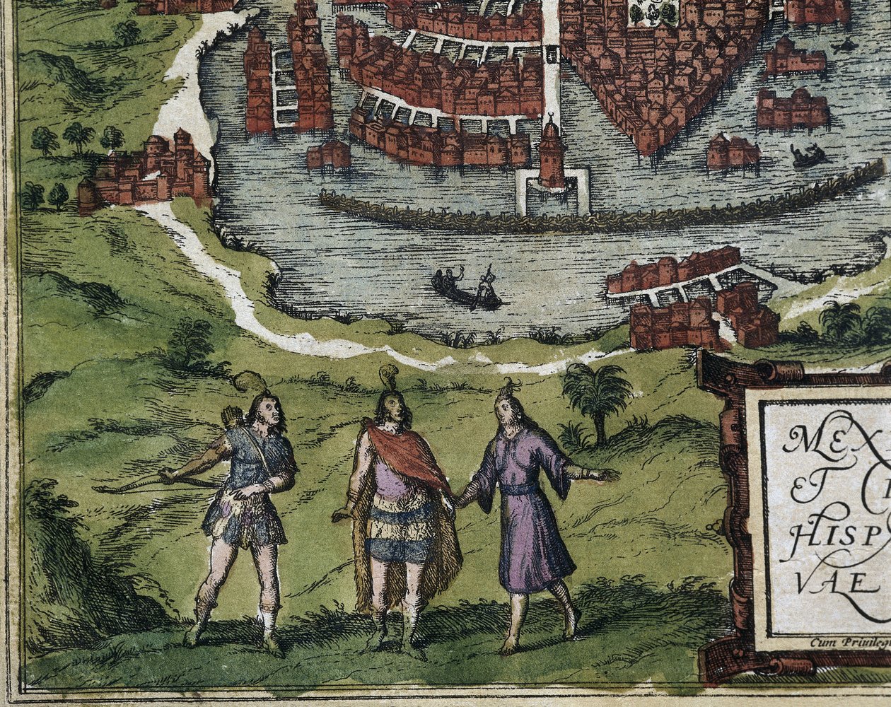 BRAUN, George (1541-1622). ORTELIUS, Abraham (1527-1598). HOGENBERG, Franz (1535-1590). Civitatis Orbis Terrarum (Theatrum orbis terrarum). 1572-1617. Cidade do México (1576). Pormenor com aztecas. Gravura. ESPANHA. CASTELA E LEÃO. Salamanca. Universidade  de Georg Hogenberg Franz (1535 90) & Ortelius Abraham (1527 98) Braun