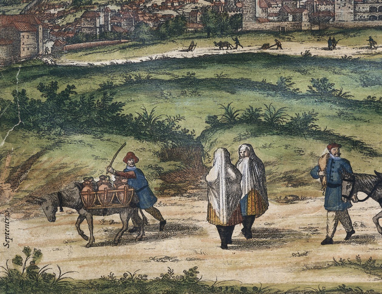BRAUN, George (1541-1622). ORTELIUS, Abraham (1527-1598). HOGENBERG, Franz (1535-1590). Civitatis Orbis Terrarum (Theatrum orbis terrarum). 1572-1617. Granada (1572). Pormenor à esquerda. Volume I. Gravura. ESPANHA. CASTELA E LEÃO. Salamanca. Universidade  de Georg Hogenberg Franz (1535 90) & Ortelius Abraham (1527 98) Braun