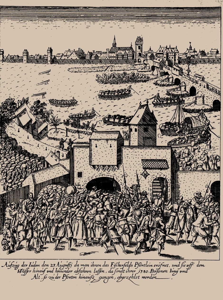 A Ascensão de Fettmilch. Expulsão dos judeus de Frankfurt em 23 de agosto de 1614, c. 1616-1617. de Georg Keller