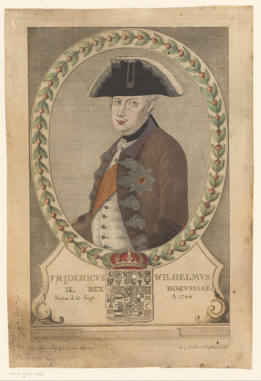 Retrato de Frederick William II, Rei da Prússia de Georg Mathäus Probst