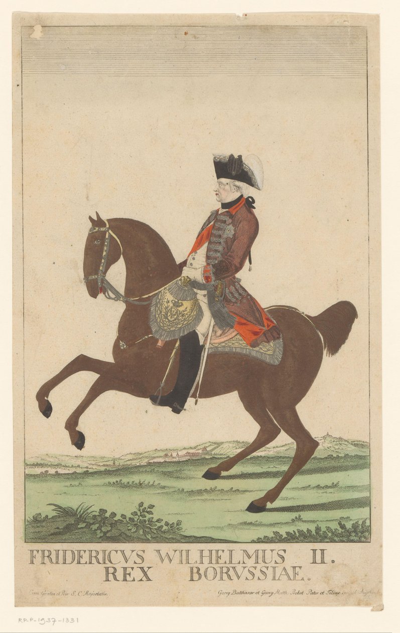Retrato equestre de Frederico Guilherme II, rei da Prússia de Georg Mathäus Probst