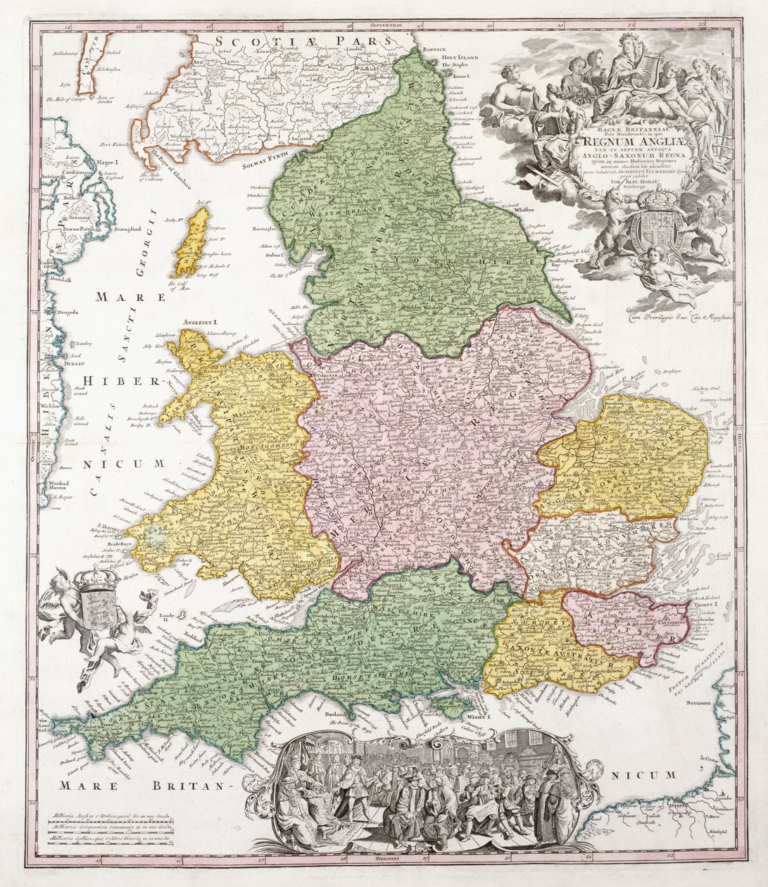 Um mapa da Inglaterra, 1760 de Georg Matthäus Seutter