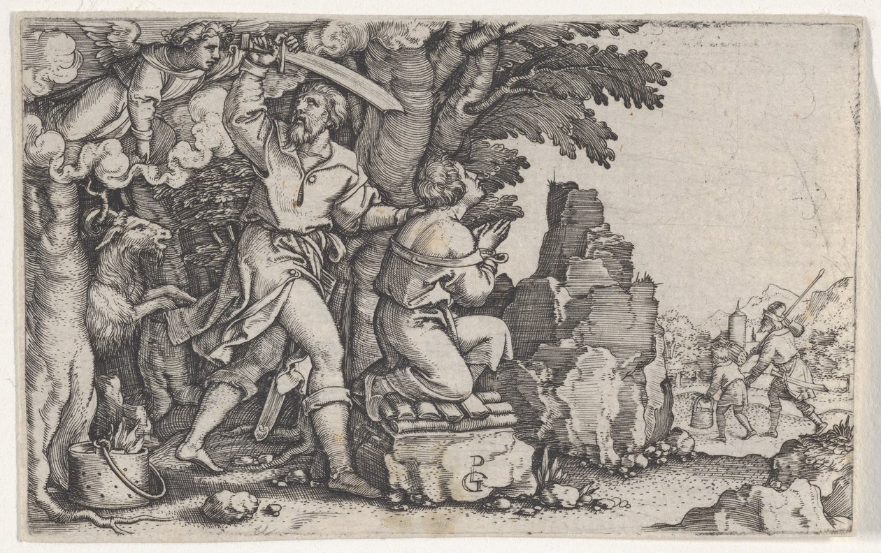 O sacrifício de Abraão, de A História de Abraão. de Georg Pencz