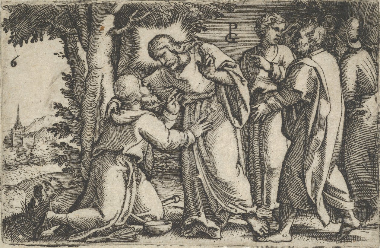 Cristo curando o leproso, da História de Cristo, 1534-35. de Georg Pencz