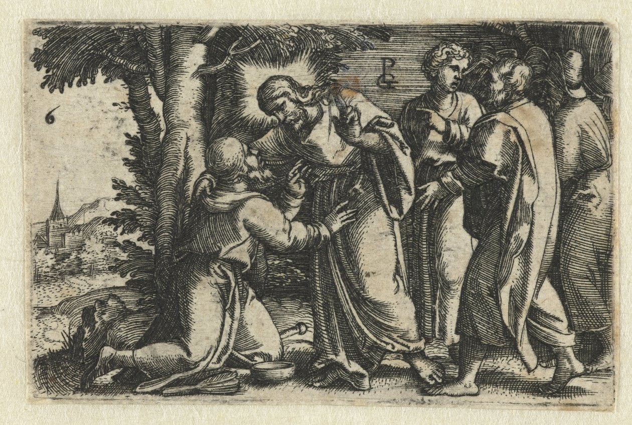 Cristo cura um leproso Vida de Cristo (título da série) de Georg Pencz