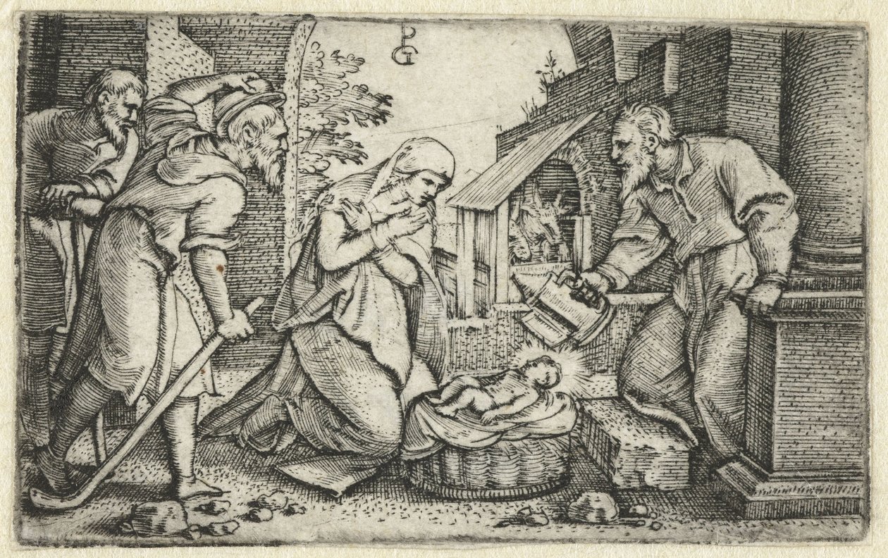 Nascimento de Cristo e adoração dos pastores
Vida de Cristo (título da série) de Georg Pencz