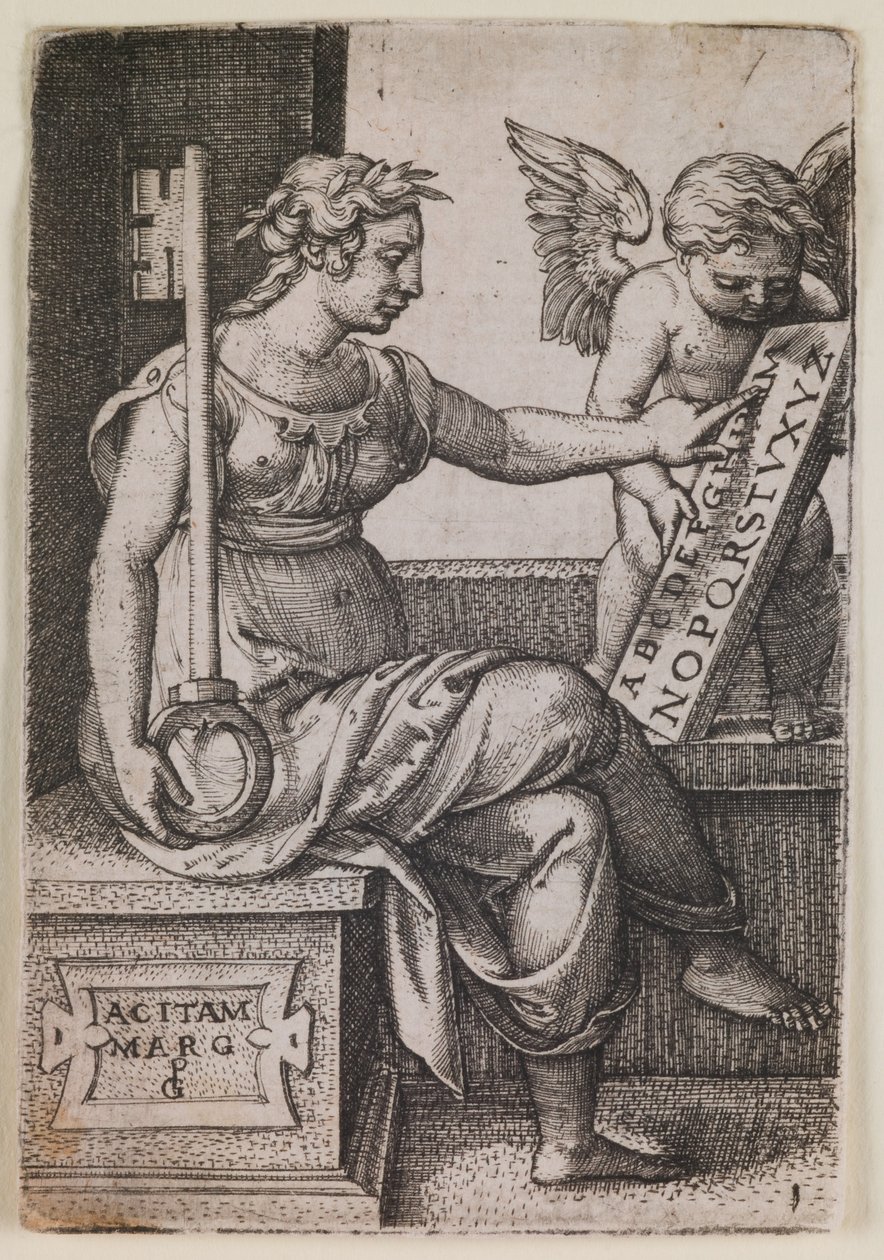 Grammatica, da série "As Artes Liberais", c.1541 (gravura) de Georg Pencz