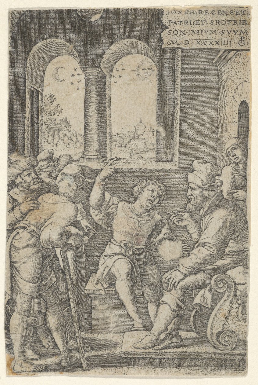 Joseph descrevendo seu sonho, de The Story of Joseph, 1544. de Georg Pencz