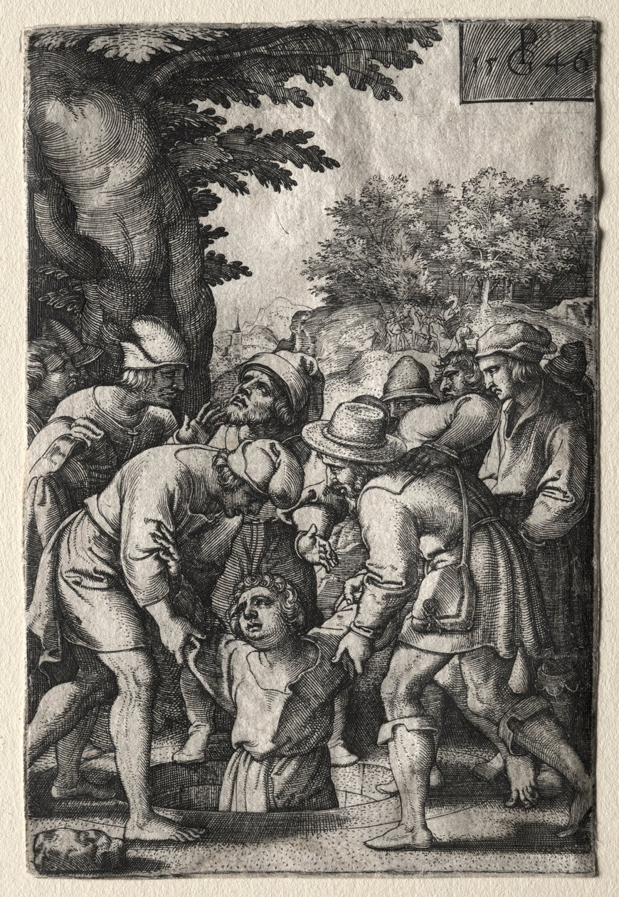 Joseph abaixado em um poço de Georg Pencz