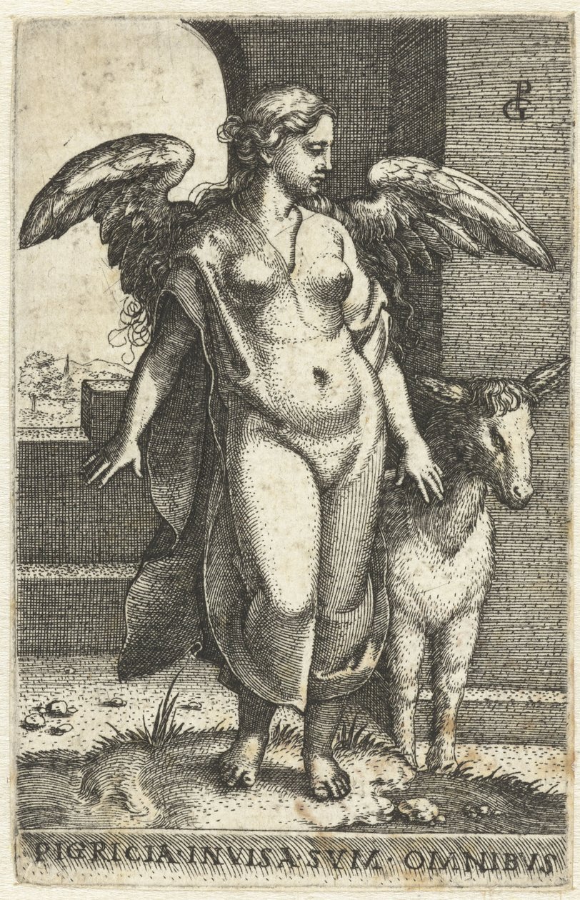 Preguiça (Pigritia acedia)
Pigricia invisa svm omnibvs (título sobre o objecto)
Seven Deadly Sins (título da série) de Georg Pencz