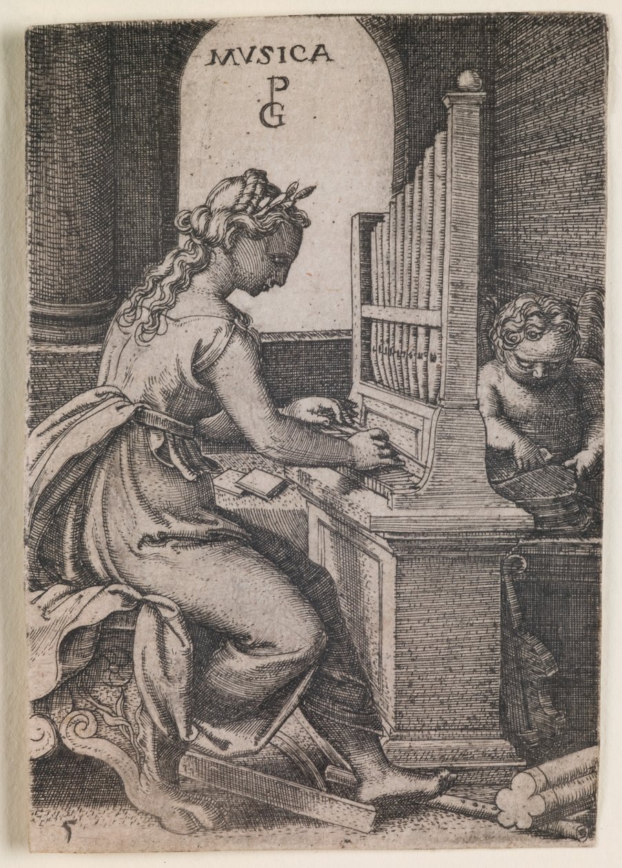 Musica, da série "As Artes Liberais", c.1541 (gravura) de Georg Pencz
