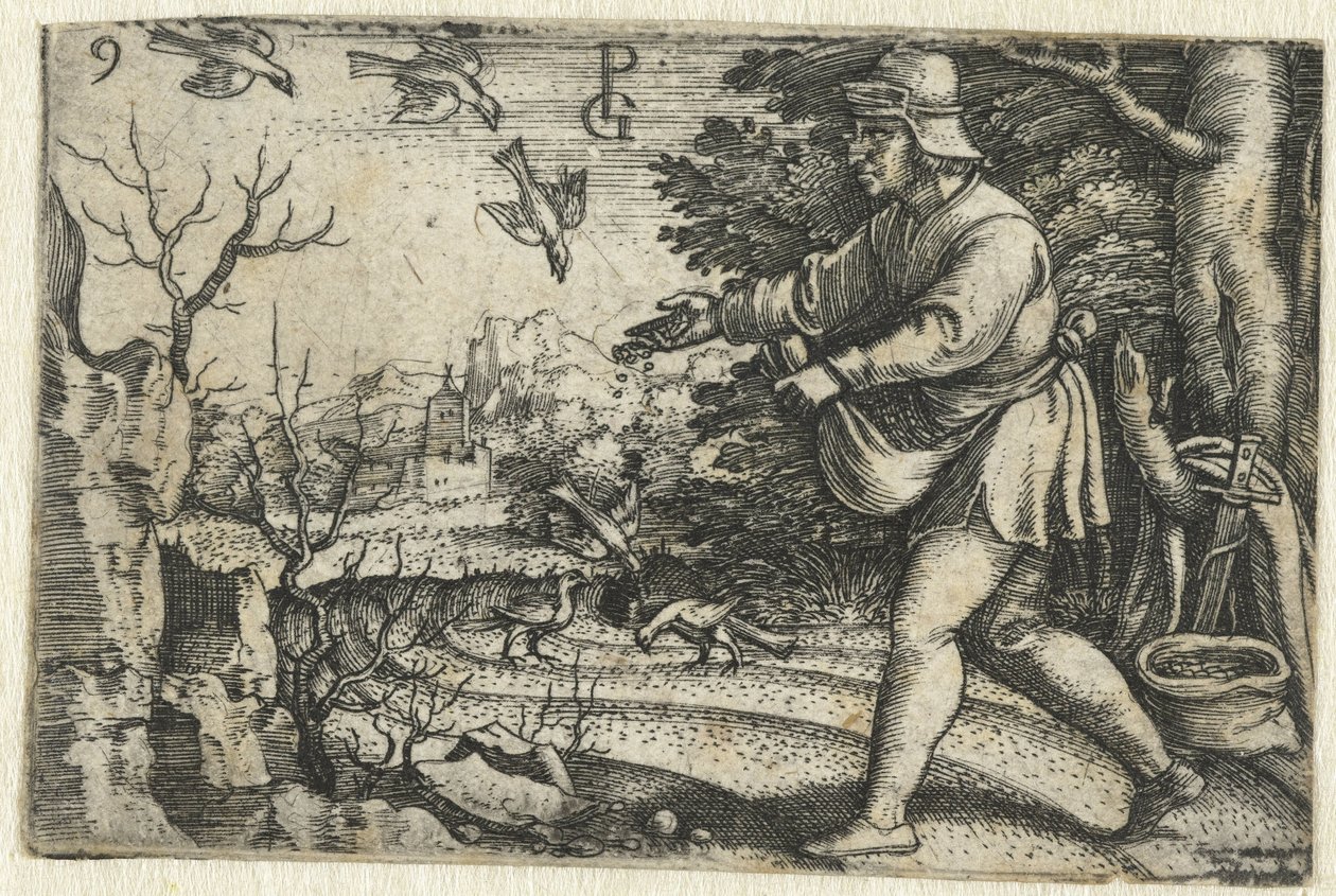 Parábola do semeador Vida de Cristo (título da série) de Georg Pencz
