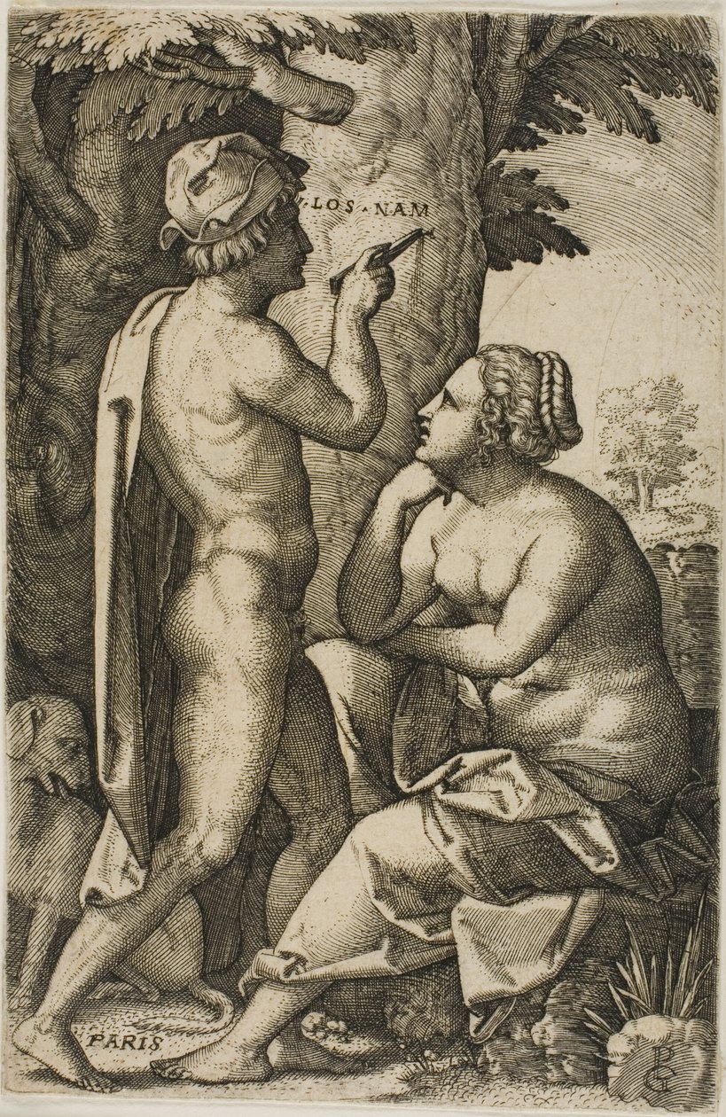 Paris e Enone, de heroínas gregas de Georg Pencz