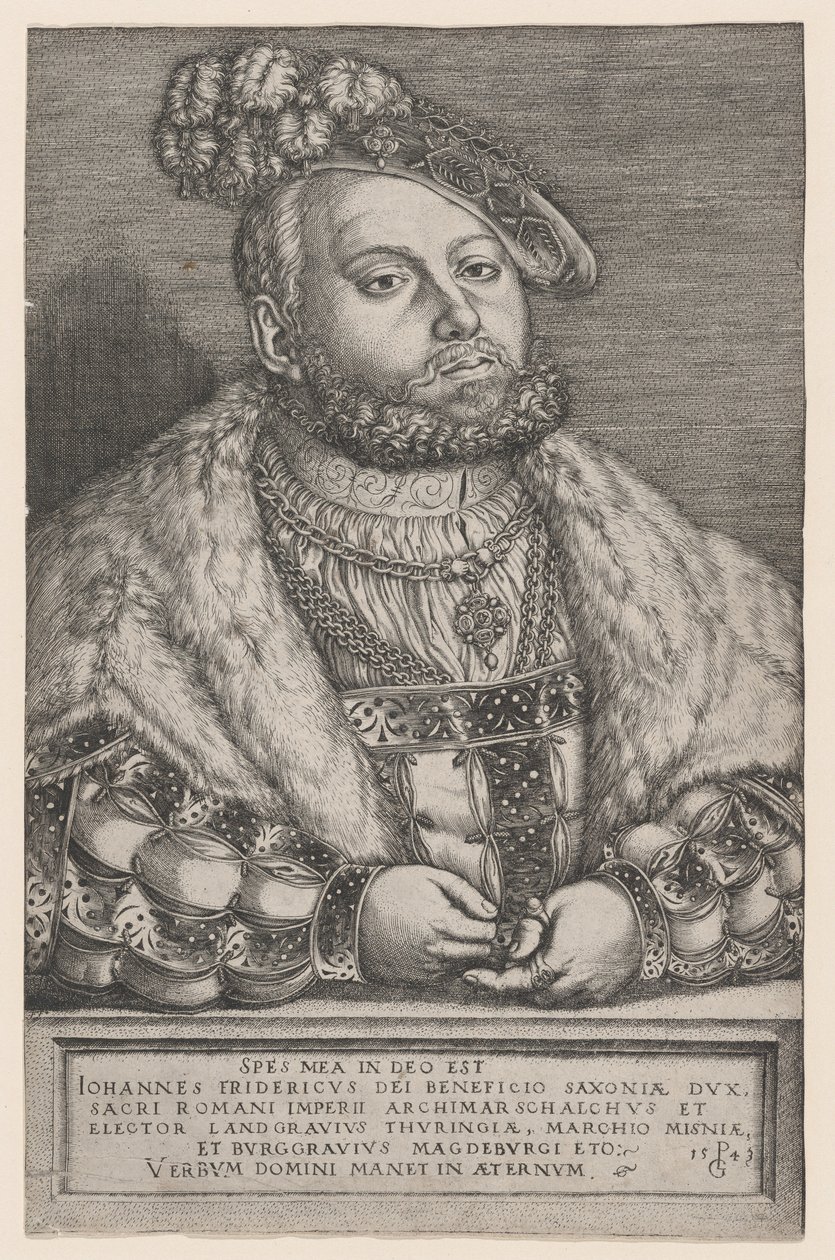 Retrato de Johann Friedrich, o Magnânimo, Eleitor da Saxônia, 1543. de Georg Pencz