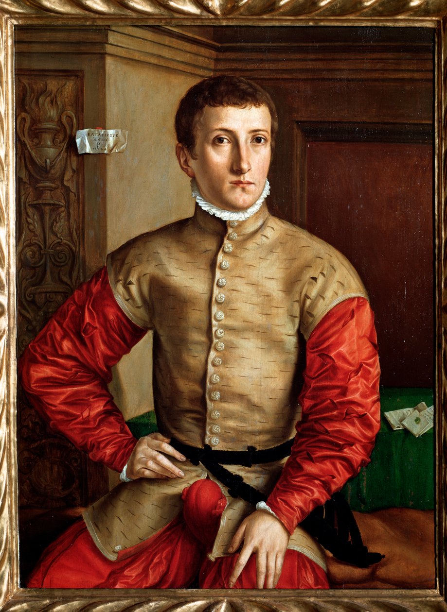 Retrato de um jovem de 18 anos - óleo sobre madeira, c. 1544 de Georg Pencz