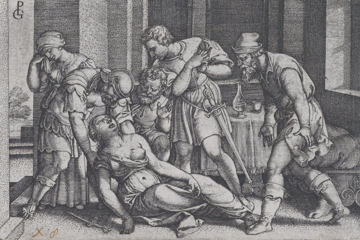 Suicídio de Lucretia, de Cenas da História Romana. de Georg Pencz