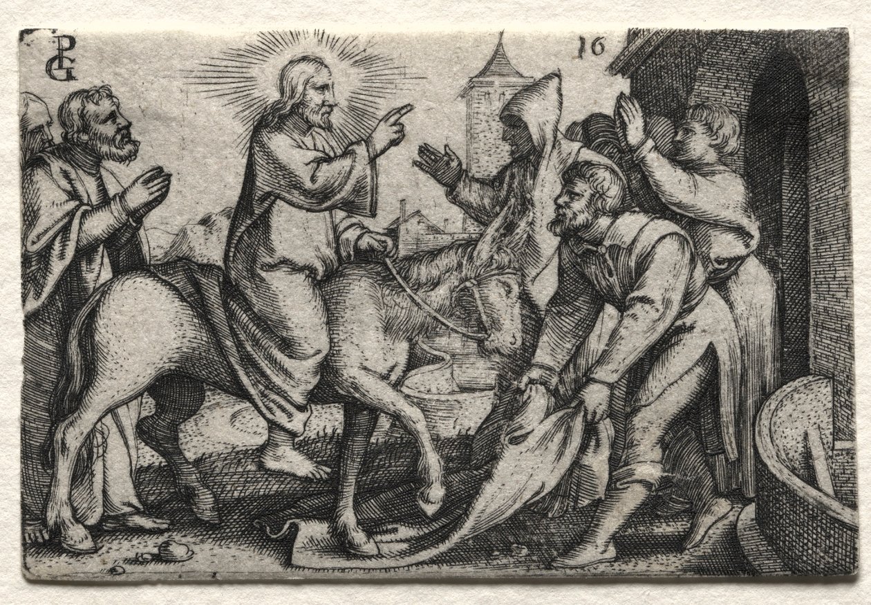 A vida de Jesus Cristo: Cristo entrando em Jerusalém, c. 1534-35. de Georg Pencz
