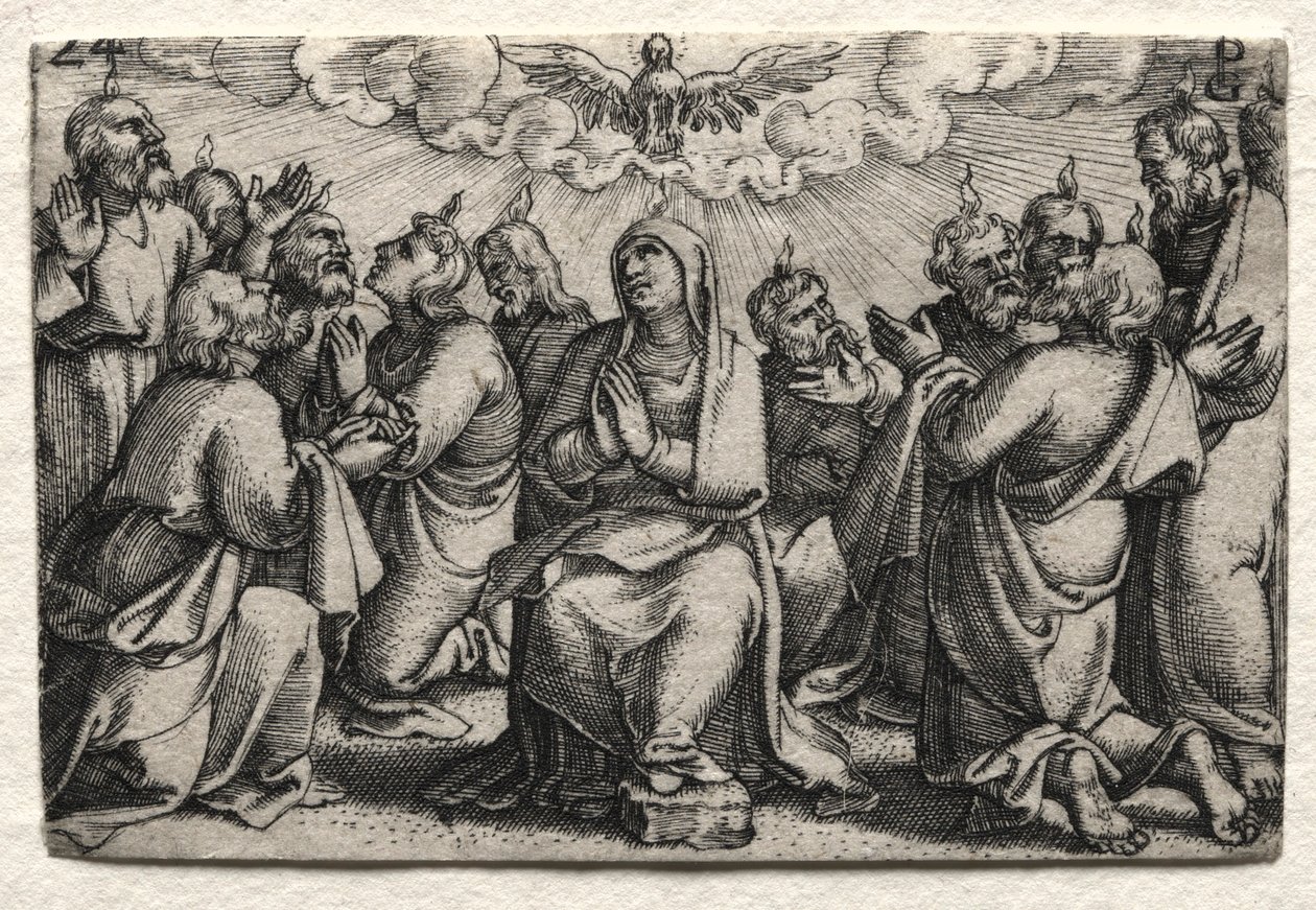 A Vida de Jesus Cristo: A Descida do Espírito Santo, c. 1534-35. de Georg Pencz