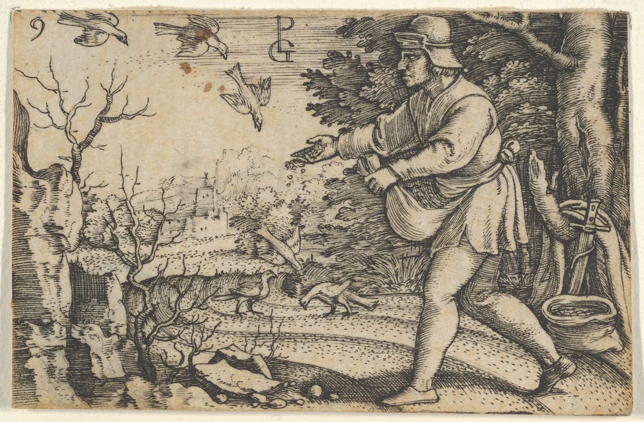 A Parábola do Semeador, da História de Cristo, 1534-35. de Georg Pencz