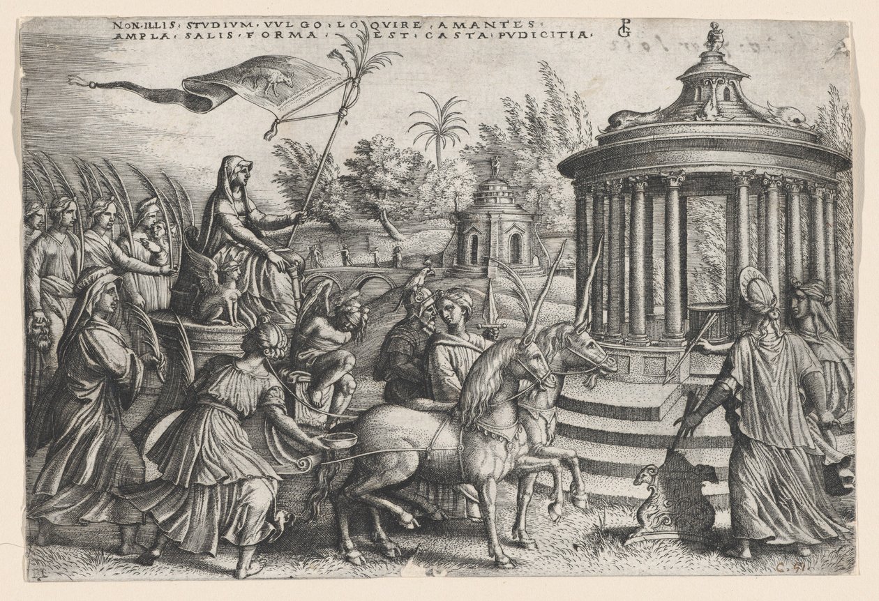 O triunfo da castidade sobre o amor, dos triunfos de Petrarca. de Georg Pencz