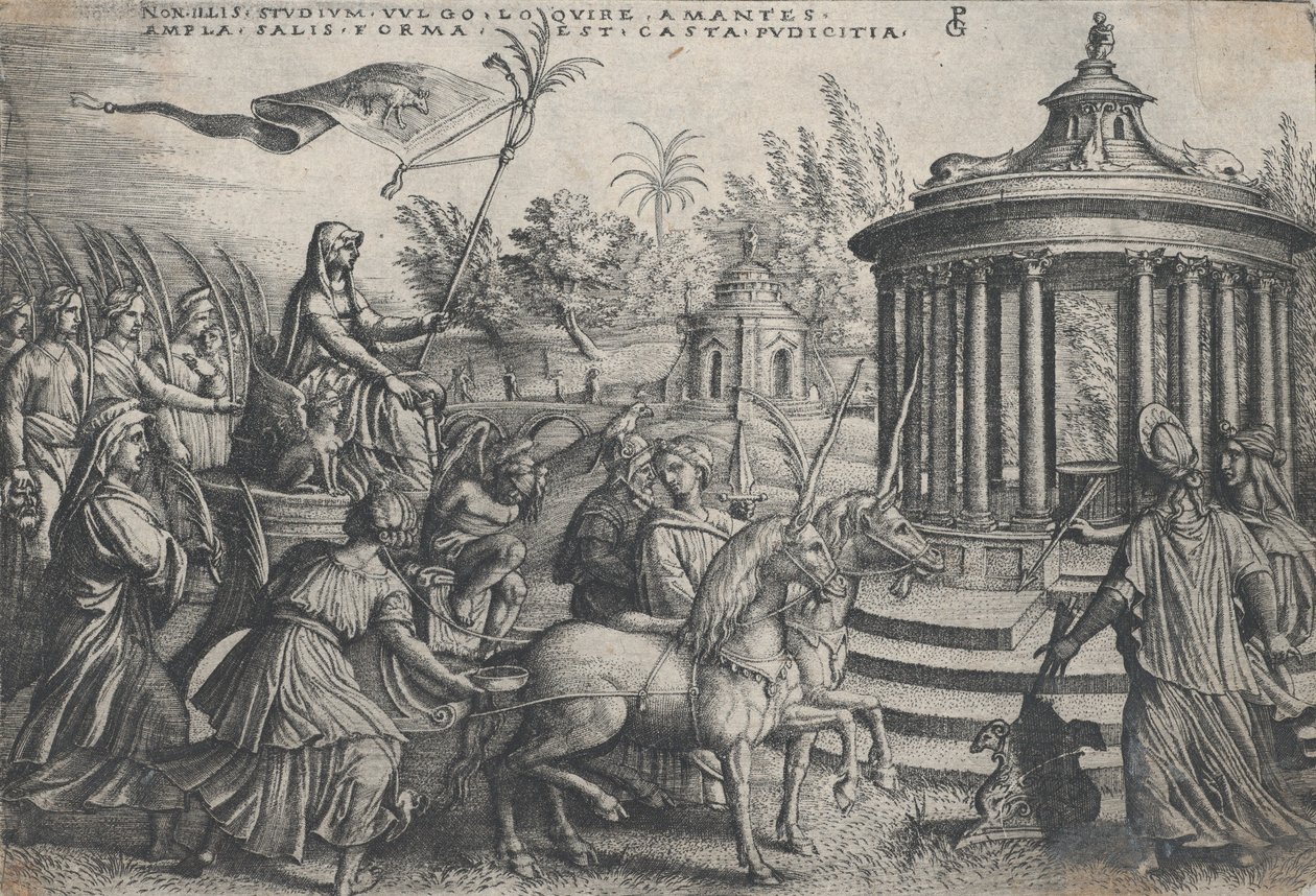 O triunfo da castidade sobre o amor, dos triunfos de Petrarca. de Georg Pencz