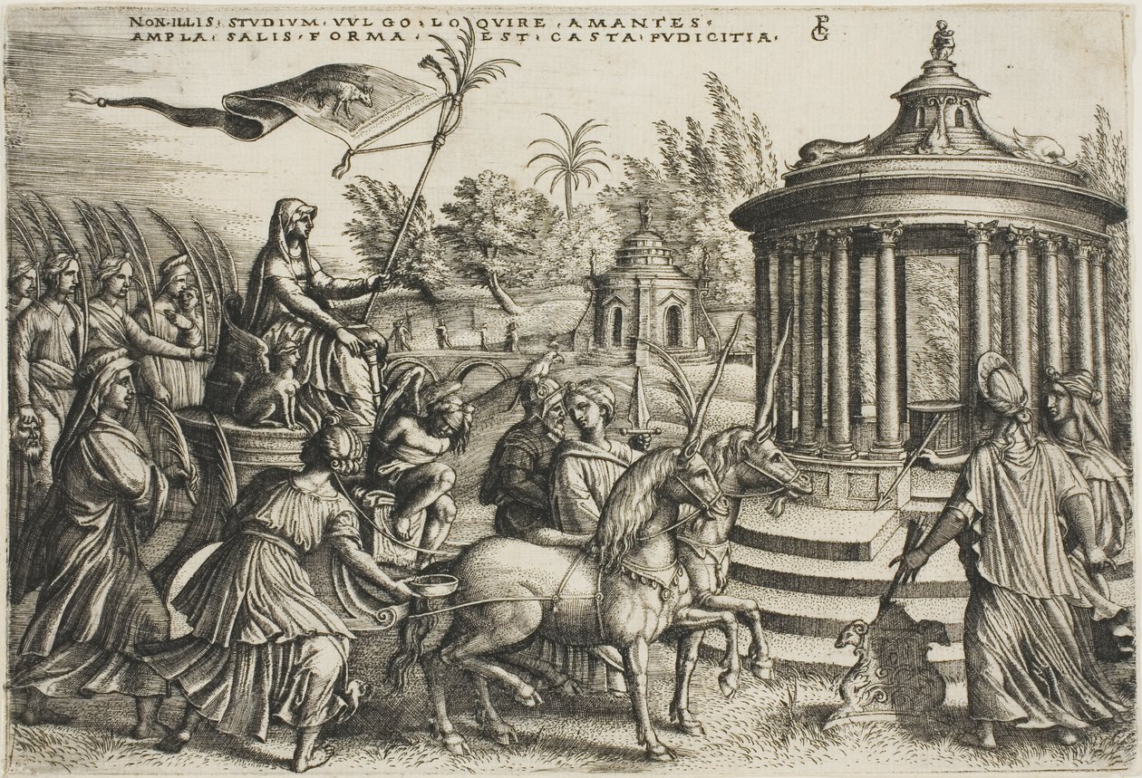O Triunfo da Castidade, prato dois de Os Triunfos de Petrarca de Georg Pencz