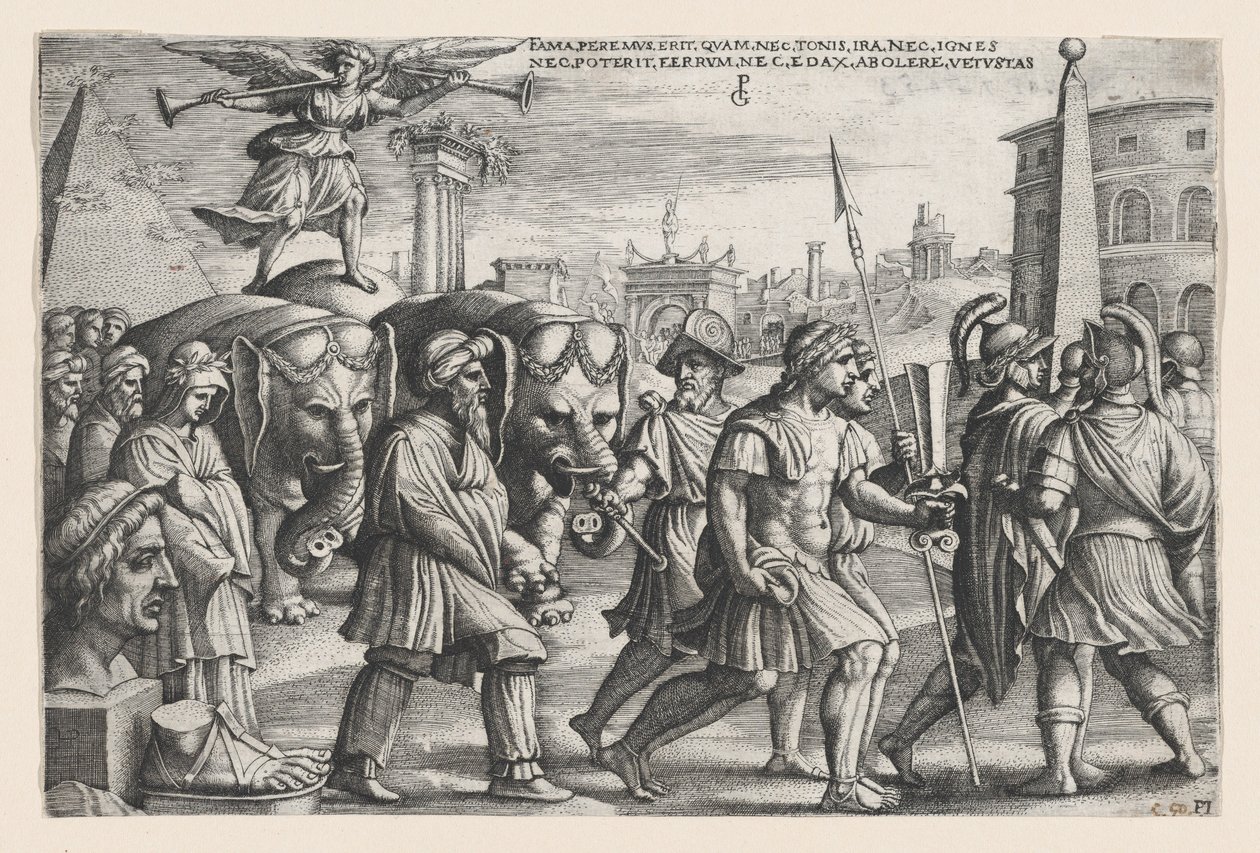 O triunfo da fama sobre a castidade, de Os triunfos de Petrarca. de Georg Pencz