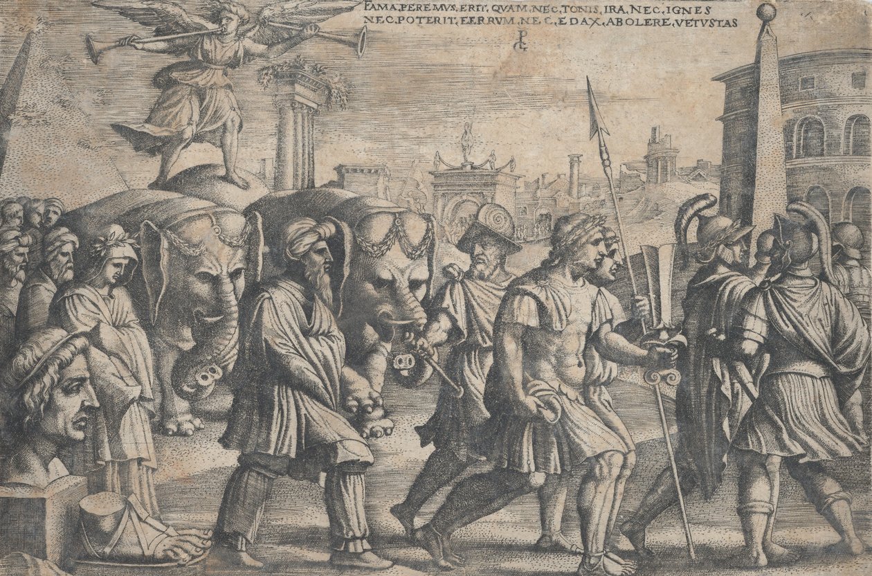 O triunfo da fama sobre a castidade, de Os triunfos de Petrarca. de Georg Pencz