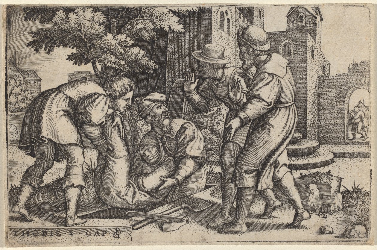 Tobias enterrando um dos filhos de Israel de Georg Pencz
