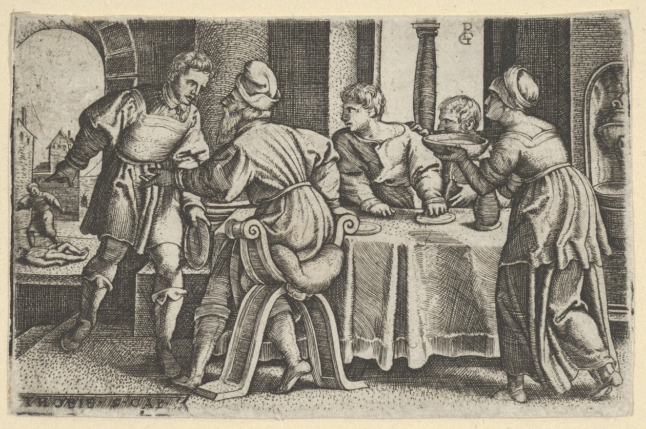 Tobias Deixando a Mesa, de A História de Tobias, 1543. de Georg Pencz