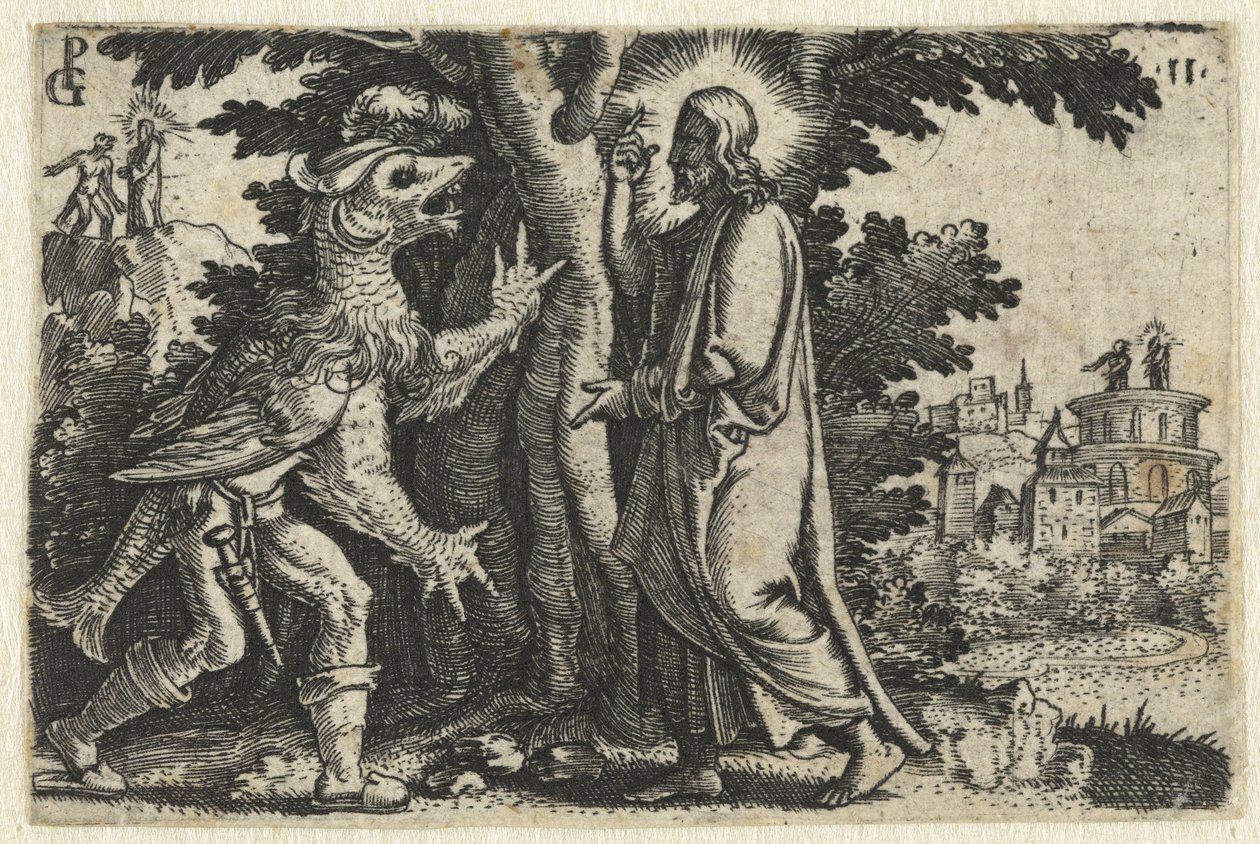 A tentação de Cristo pelo diabo
Vida de Cristo (título da série) de Georg Pencz