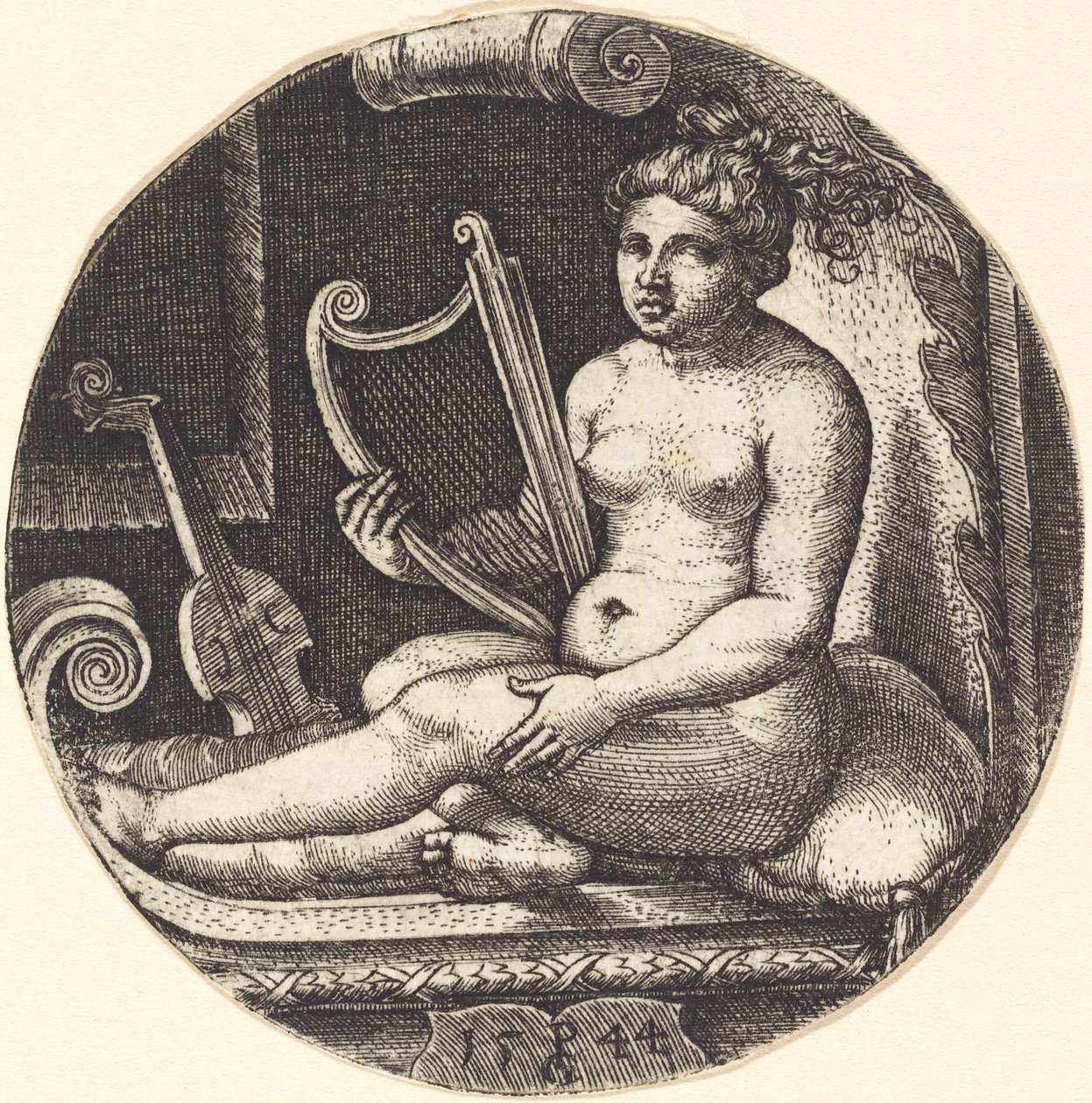Mulher com uma harpa de Georg Pencz