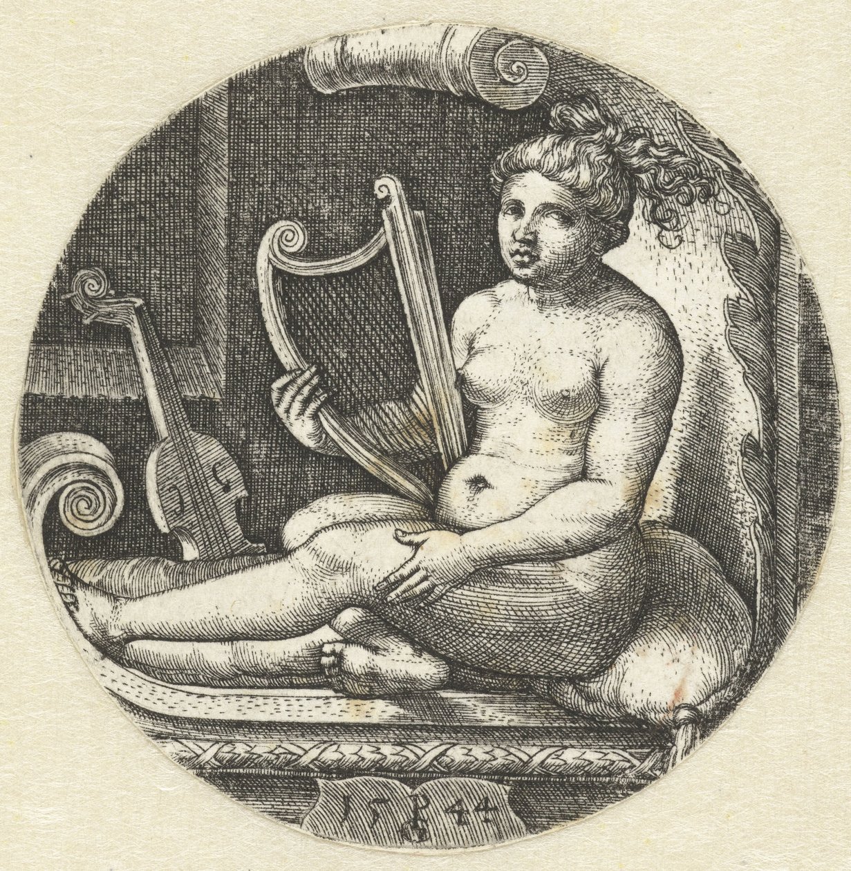 Mulher nua sentada com uma harpa
Harpista de Georg Pencz
