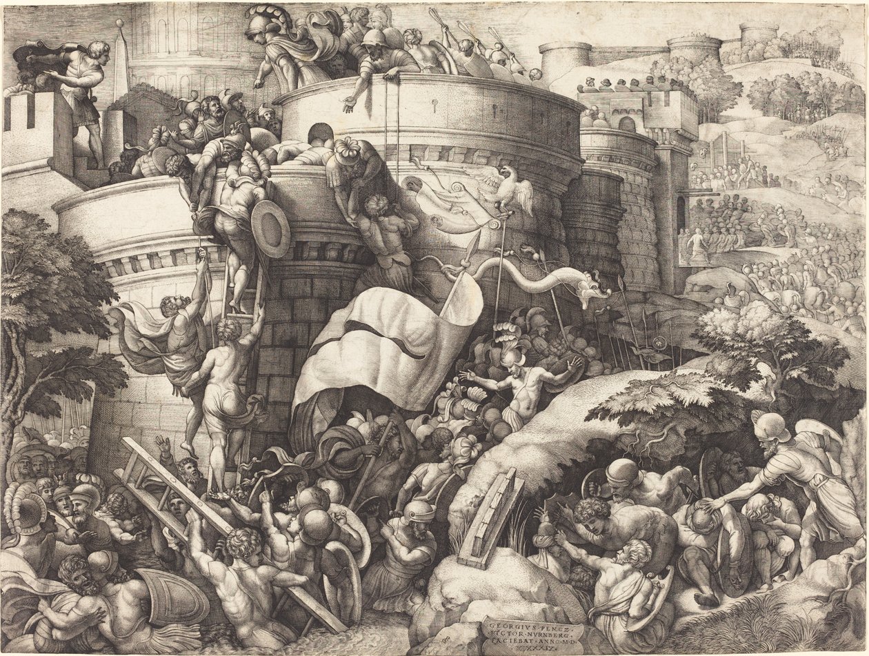 A tomada de Cartagena de Georg Pencz after Giulio Romano