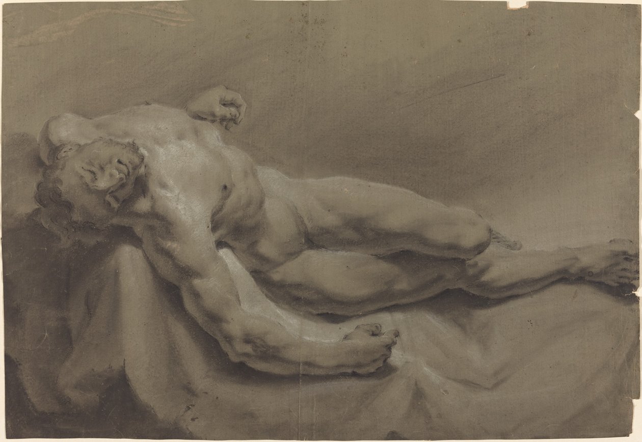 Um Nu Masculino Reclinado de Georg Raphael Donner