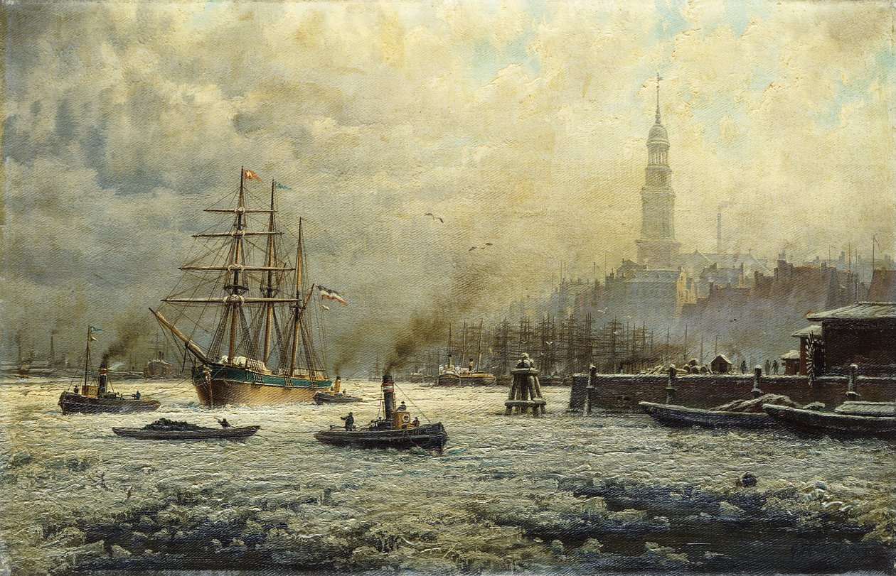O porto de Hamburgo, 1893 de Georg Schmitz