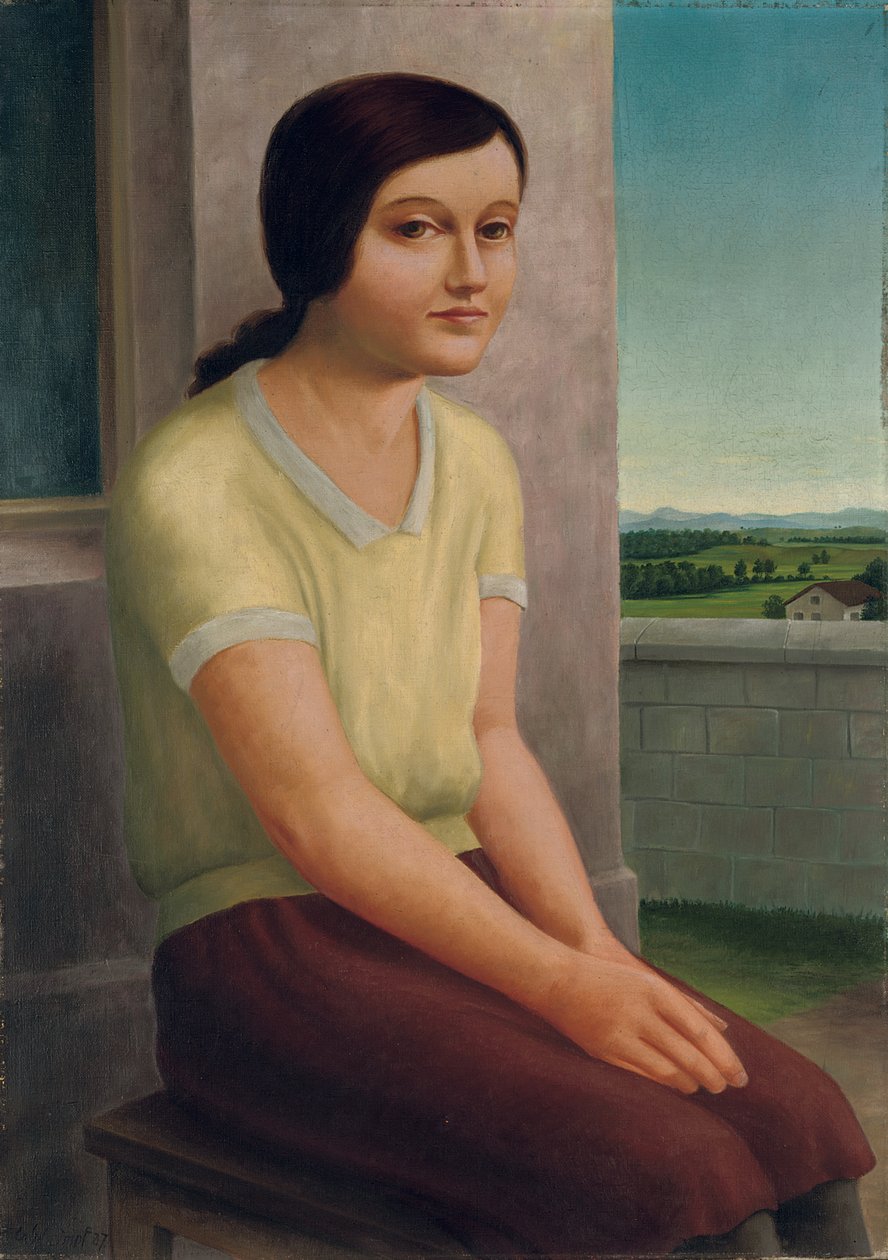 Garota sentada; Garota sentada, 1927 de Georg Schrimpf