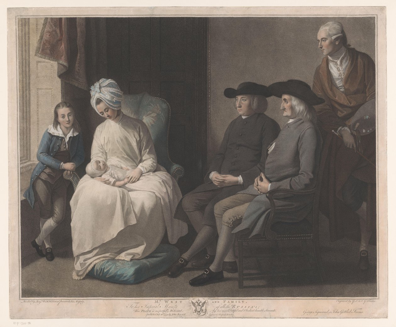 Retrato de Benjamin West com sua família Senhor. West and Family (título no objeto) de Georg Siegmund Facius